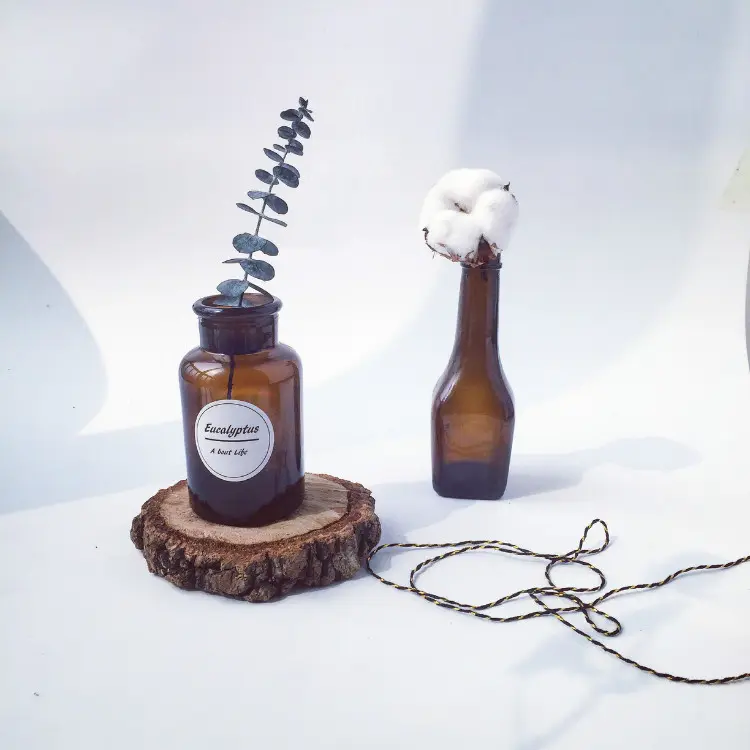 Decorativo ambra bottiglie di profumo di vetro reed diffusore di aroma bottiglia bocca larga