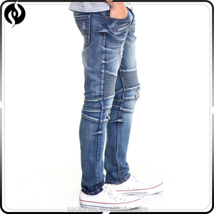 2017 de La Moda precio barato azul del dril de algodón rasgado nuevo modelo de pantalones vaqueros para los hombres - Product Image 3