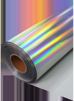 Découpe électronique de transfert de chaleur réfléchissant hologramme arc-en-ciel Film découpé au laser reflétant le fer sur vinyle élastique TPU pour étiquette de vêtements
