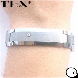 Fashion Single Mother Stone Inlay Free Laser Engrave <strong>Your</strong> Own <strong>Name</strong>/Logo Tungsten Bar Bracelet - Product Image 2