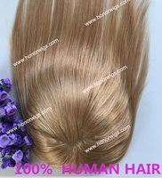 HT340 femmes toupet brun clair droite soyeuse couleur blonde 110% densité longueur dentelle suisse avec une peau fine 16 "18" 20 "longueur cheveux