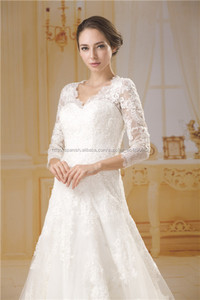 Elegante vestido largo de boda del <span class=keywords><strong>organza</strong></span> vaina de la <span class=keywords><strong>manga</strong></span> del tren con la espalda desnuda - Product Image 2