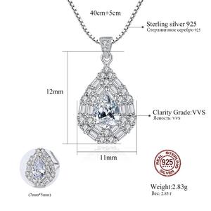 CZCITY 925 in argento Sterling <span class=keywords><strong>collana</strong></span> per le donne bianco CZ <span class=keywords><strong>zaffiro</strong></span> ciondolo a forma di goccia d'acqua per matrimoni <span class=keywords><strong>e</strong></span> feste - Product Image 2