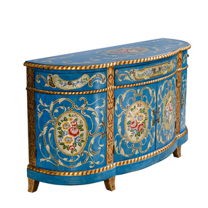 Sơn Tay Phong Cách Cổ Điển Tinh Tế Màu Xanh Retro Gỗ Chạm Khắc Bên Bảng Điều Khiển Bàn Và Phòng Khách Kết Thúc Bên Cạnh Bảng - Product Image 1