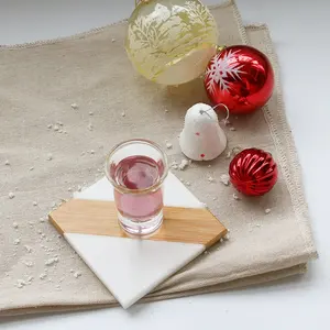 New products tableware drink placemat for wine with bamboo 10*10cm marble coaster