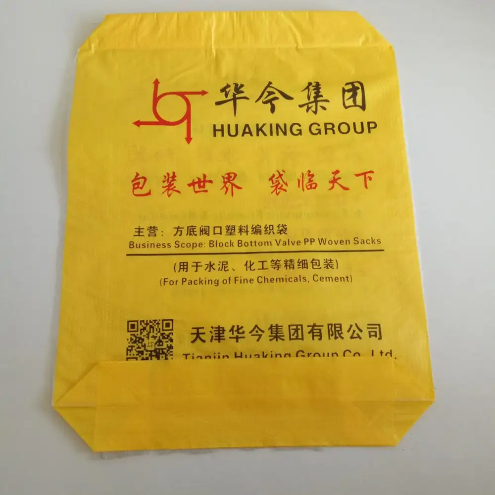 Fábrica suministra polipropileno saco tejido pp impresa bolsa de cemento con película