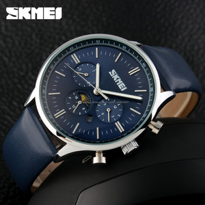Nuevo diseño skmei oem vestido reloj de marcación especial movimiento de japón ginebra correa de cuero reloj de moda reloj - Product Image 1