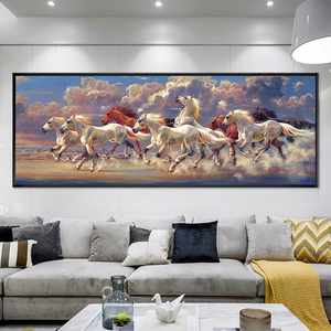 Wall Art Eight Running Horses Picture Digital Printed Crystal Porcelain Glass Painting per la parete del soggiorno - Product Image 4