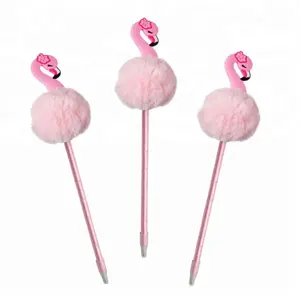 Nieuw Item Pom Pom Pen Met Zachte PVC Rubber Flamingo Topper