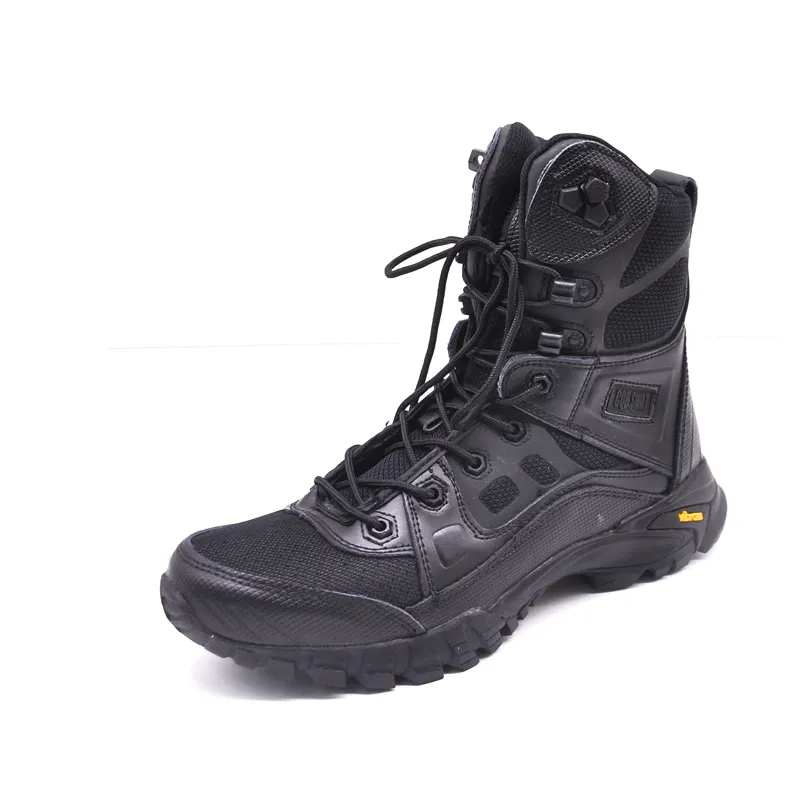 New Design High Quality Waterproof Genuine Leather Upper Rubber Sole Outdoor Hiking Tactical Boots Black for Men