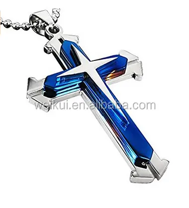 Mens Teens High Polish Stainless Steel Hollow Openwork Cross Pendant Necklace for Birthday Gifts Jewelry