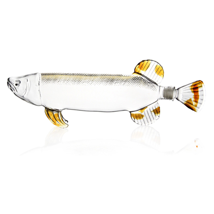 Glass Fish Shape Liquor Bottle - Perfect for Whiskey, Tequila, Vodka