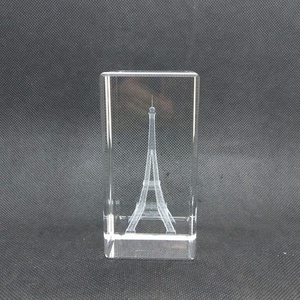 ขายส่งคริสตัลของที่ระลึกแก้วบล็อก/ก้อน3D เลเซอร์คริสตัลหอไอเฟล