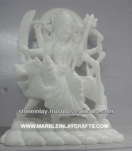 รูปปั้นพระแม่ดูร์กาแบบตั้งพื้นทำจากหินอ่อน - Product Image 1