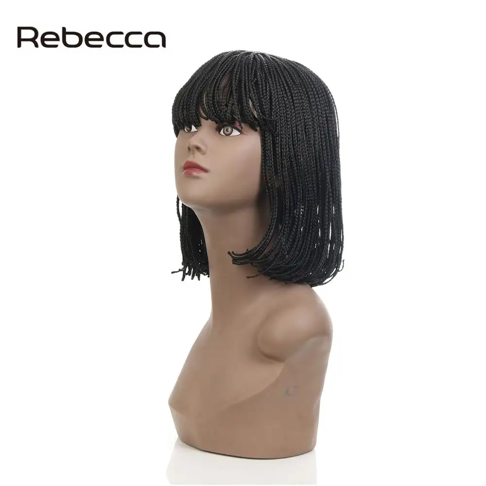 Модные дешевые синтетические Короткие Популярные 3-х плетеные парики с челкой Rebecca
