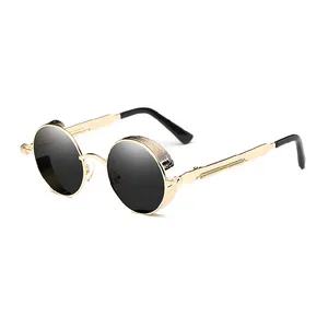 Классические стильные круглые линзы в стиле стимпанк маленькая оправа женские солнцезащитные очки уникальные мужские светоотражающие солнцезащитные очки дизайнерский бренд с логотипом