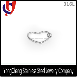 En forma <span class=keywords><strong>de</strong></span> corazón joyería venta al por mayor 18 Ga perforación <span class=keywords><strong>de</strong></span> la nariz nariz fake anillo con bola círculo - Product Image 3