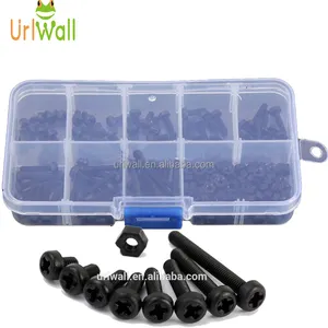 160 Cái Cách Điện M3 Nylon Đen 3Mm Vít Và Nuts Assortment Kit Stand-Off Tool Set