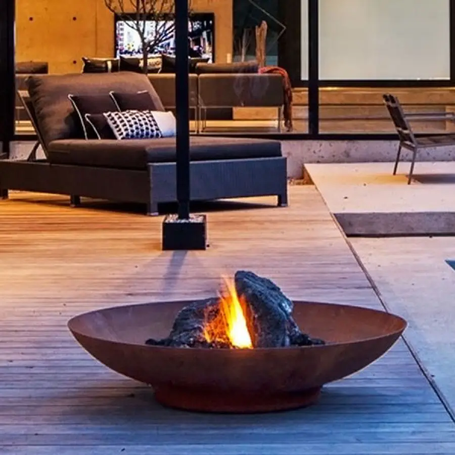 Bol de feu en acier Corten rouillés naturel, pour foyer en acier, vente en gros,