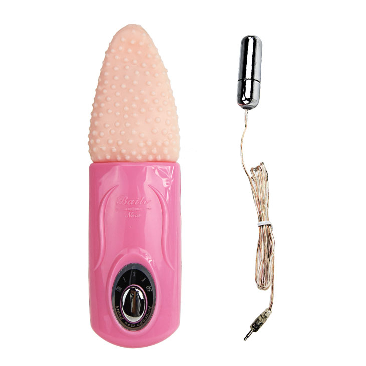 Silicone Tongue Teaser Toy with Vibrating Bullet - 3 Speeds
