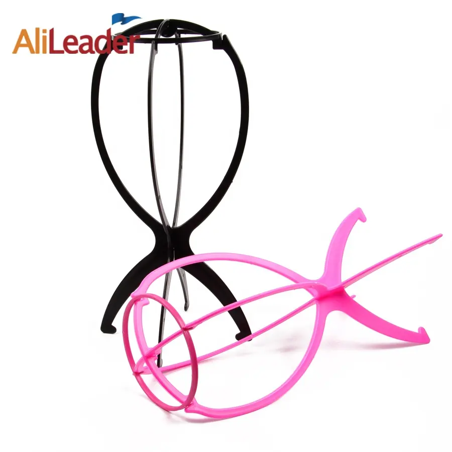AliLeader Wholesale Multi Colors Wig Accessories Plastic Flexible Travel Portable Folding Wig Stand for Wigs Display