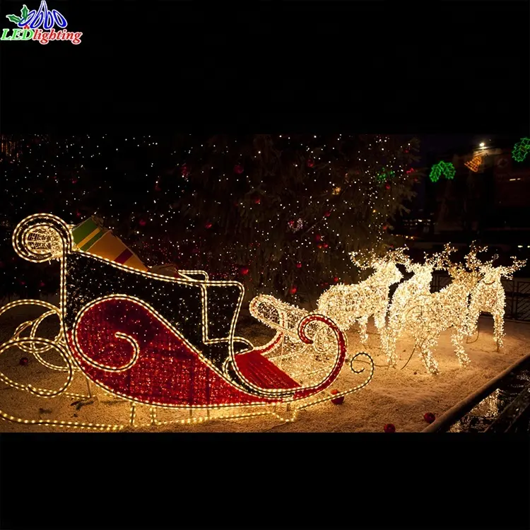 Outdoor decorations LED light santa and reindeer Sleigh