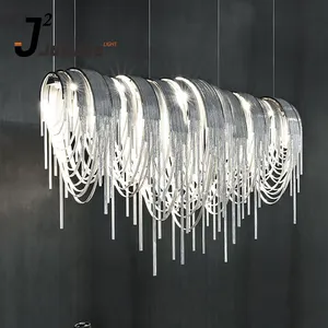 Lustre LED suspendu rotatif composé de chaîne en aluminium, design moderne, produit de luxe, éclairage d'intérieur, luminaire décoratif de plafond, livraison depuis la chine