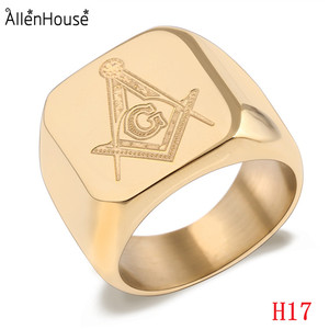 <span class=keywords><strong>2025</strong></span> giá rẻ bán buôn thép không gỉ signet Nhẫn vàng bạc đen thợ hồ nhẫn cưới cho nam giới - Product Image 5