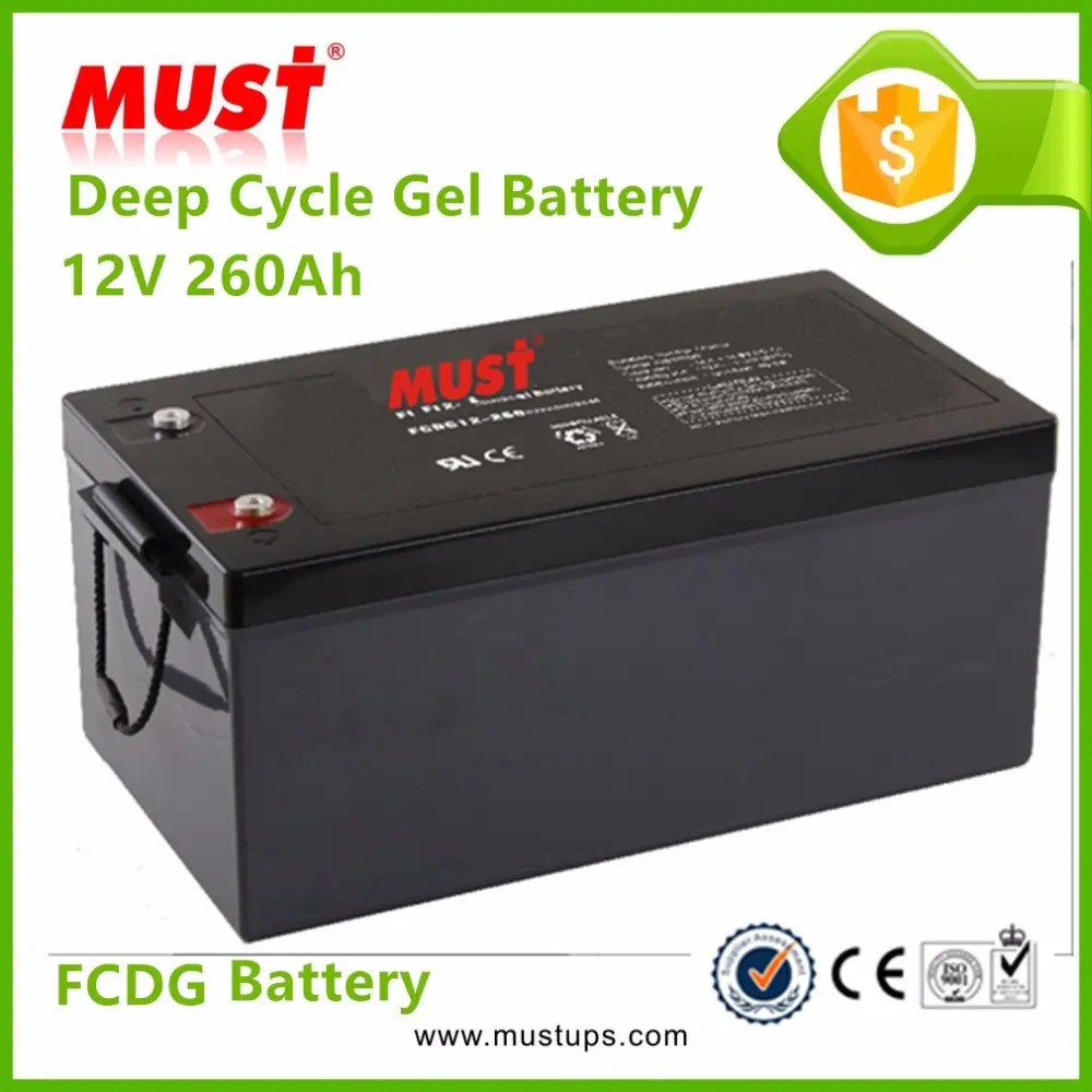Must meilleur fournisseur MUST 12V 260Ah Batterie 12V Batterie de Gel Tubulaire 2V AGM pour Système Solaire