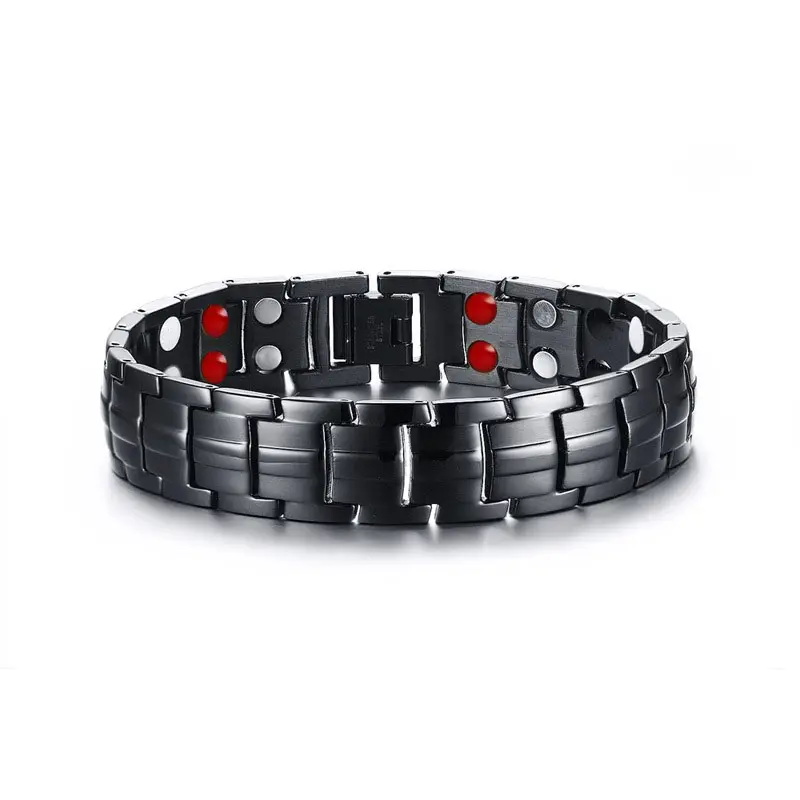 fashion black magnetic bracelet men stainless steel health bracelet for male