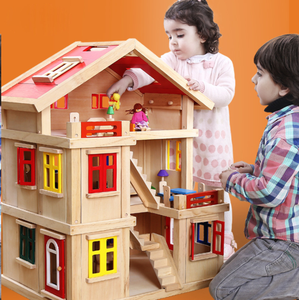 Toddler Toys <span class=keywords><strong>Large</strong></span> Kids Doll House Acessórios para móveis madeira <span class=keywords><strong>Dollhouse</strong></span> para meninas