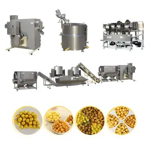 Máquina de palomitas de maíz de aire caliente de caramelo continuo, maquinaria de aperitivos de palomitas de maíz, equipo de recubrimiento dulce de palomitas de maíz, planta Jinan Dg China