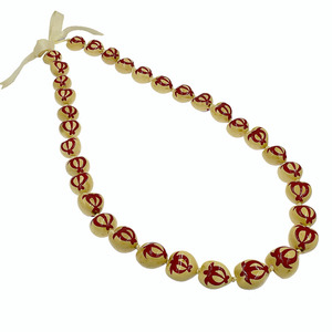 Hawaiian Lei Kukui dado <span class=keywords><strong>Collana</strong></span> <span class=keywords><strong>con</strong></span> il Rosso <span class=keywords><strong>Tartaruga</strong></span> Dipinto A Mano - Product Image 2