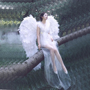 Costume <span class=keywords><strong>adulto</strong></span> grande bianco piuma di struzzo <span class=keywords><strong>angelo</strong></span> ala per la vendita <span class=keywords><strong>ali</strong></span> per la decorazione - Product Image 2