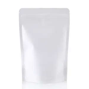 Bolsa de papel Kraft con cremallera para alimentos secos, Logo personalizado de grado alimenticio, mate, color blanco, con ventana