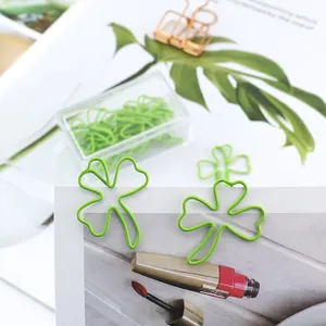Wholesale 15pcs/box four leaf clover custom Metal Paperclip