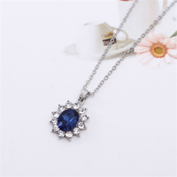 Collier et boucles d'oreilles en cristal bleu sertis de strass, ensemble de bijoux en gros, vente chaude