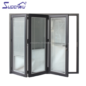 Puerta Plegable de Vidrio y Aluminio de Interior para Uso Comercial, Diseño Moderno con Persianas y Rejillas Insertadas, Conforme al Estándar NFRC de Canadá - Product Image 2