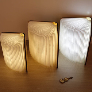 Delux — livre de lecture <span class=keywords><strong>led</strong></span> avec pliage en bois, lampe, cahier avec revêtement en bois, style tyvek