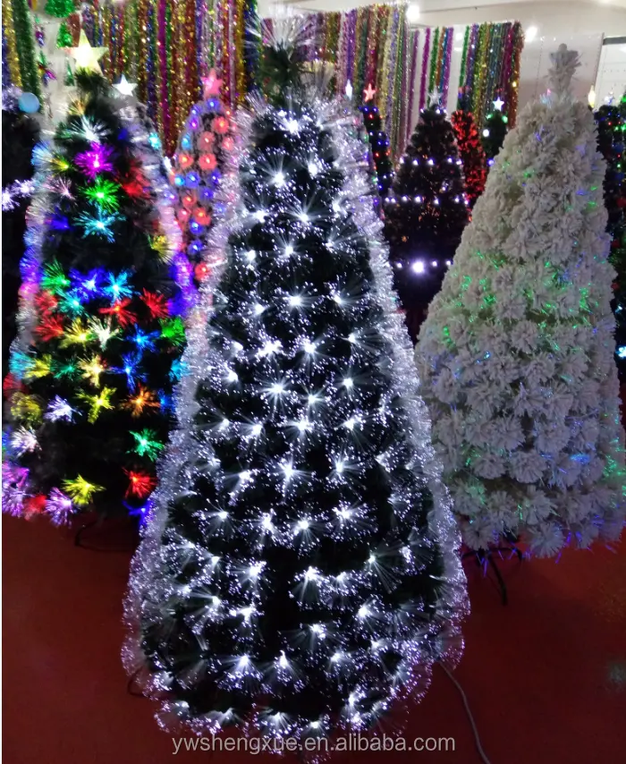 Fibra óptica árbol de Navidad blanco diferentes flash led y fibra