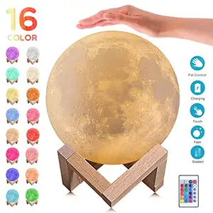 Lampe impression 3D en forme de lune, imprimante 3D, lumière magnétique, disponible dans 16 couleurs, 10/12/15 Cm, vente en gros