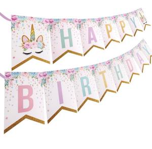 الأعلى مبيعاً لافتة عيد ميلاد رخيصة الثمن من CRD لوازم ديكور خلفية حفلات أعياد ميلاد الورق ألوان مختلفة لافتات مفروشات - Product Image 3