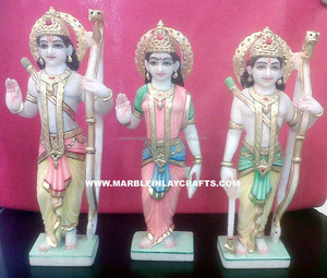 White Makrana Marble Ram Darbar Statue - Product Image 1