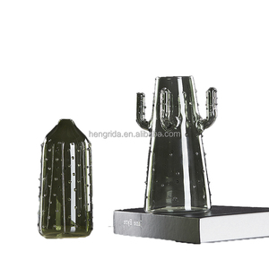 Vaso in vetro a forma di <span class=keywords><strong>Cactus</strong></span> <span class=keywords><strong>con</strong></span> colore verde per decorazioni per la casa e fiori - Product Image 1