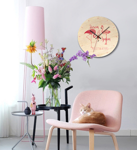 นาฬิกาติดผนังลายไม้ฟลามิงโกสีชมพู,สไตล์ Ins แฟชั่นใหม่ - Product Image 6