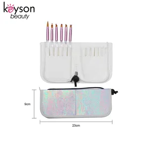 Keyson Professionnel Holographique Arc-En-Ciel Nail Art Brosse Sac De Rangement