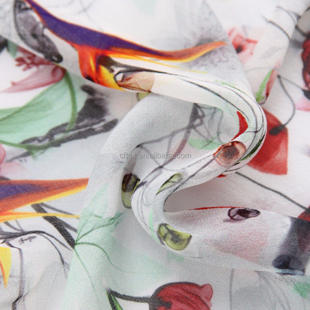 Печатная ткань цифровой цветочный дизайн 14 мм шелк CDC-Жоржет для одежды