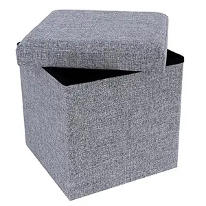 品牌亮灰色泡沫奥斯曼法式可折叠节省空间储物盒