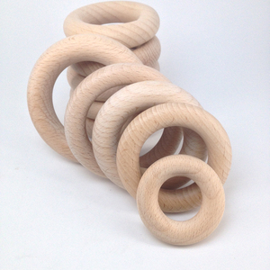 Anillos de dentición de bebé de madera de haya de 40mm a 80mm, anillos de mordedor naturales para juguetes de dentición de bebé DIY - Product Image 3