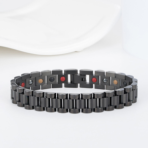 Thép Không Gỉ Nhật Bản Hồng Ngoại Xa Germanium Anion Sức Khỏe Nam Giới Chuỗi Đồng Hồ Đen Từ Tính - Product Image 2